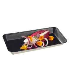 Assiette Kanopée pulpe de canne avec lamination noire 200x100 mm