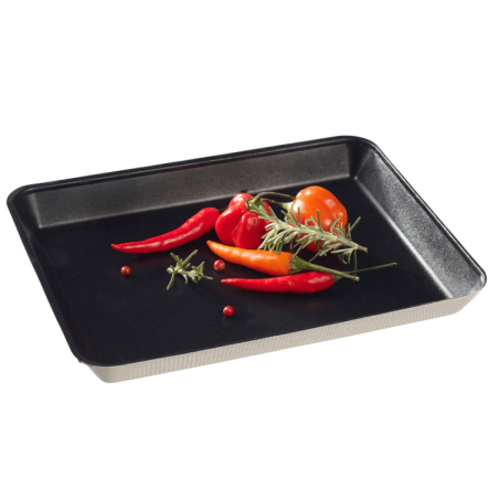 Assiette Kanopée pulpe de canne avec lamination noire 200x150 mm