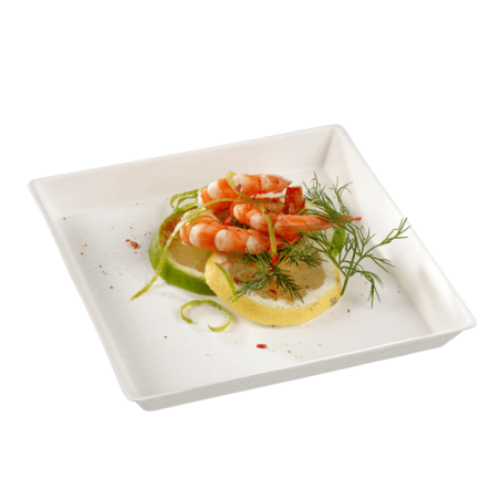 Assiette Quartz pulpe de canne 130x130 mm