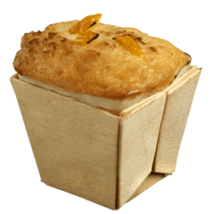 Barquette bois carrée haute + papier cuisson 65 ml