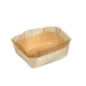 Barquette bois rectangle + papier cuisson 123x97x39 mm