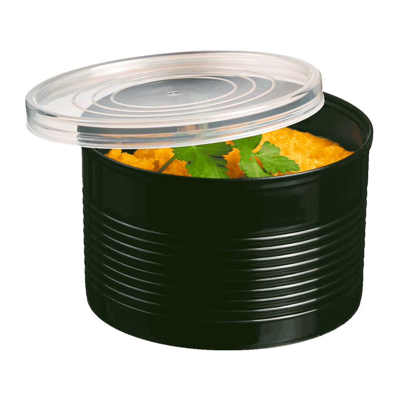 Boite de conserve noire PP 450 ml avec couvercle