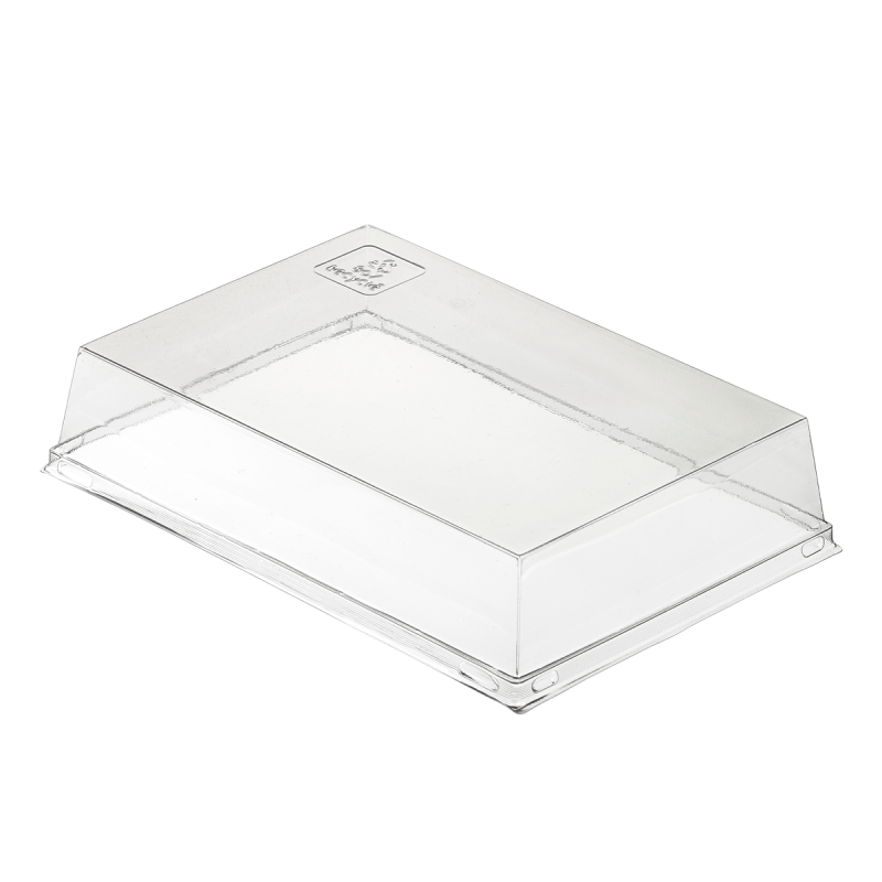 Couvercle RPET pour assiette Quartz pulpe de canne 185x130 mm