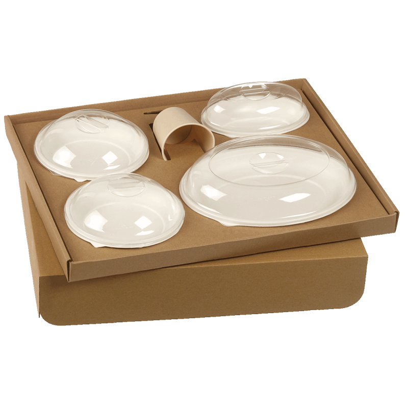 Kit plateau-repas Ecokraft vaisselle Galaxie blanche + couvercle