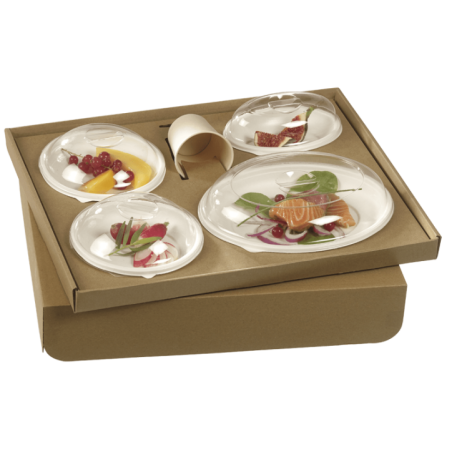 Kit plateau-repas Ecokraft vaisselle Galaxie blanche + couvercle
