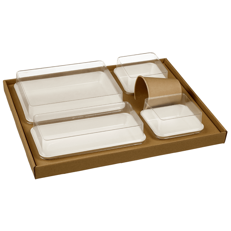 Kit plateau-repas Ecokraft vaisselle Kanopée blanche + couvercle