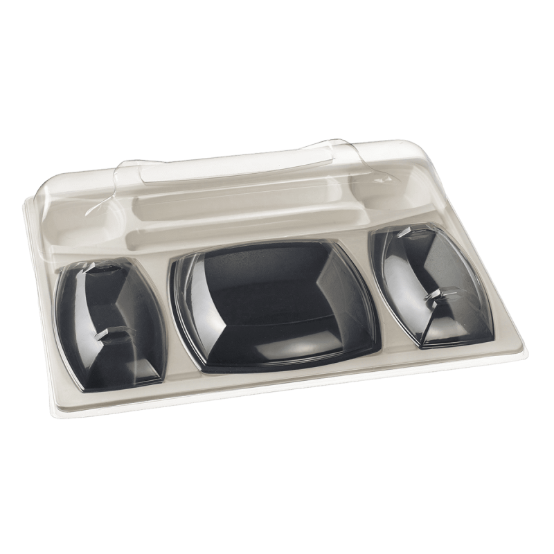 Kit plateau-repas Gala vaisselle noire + couvercle