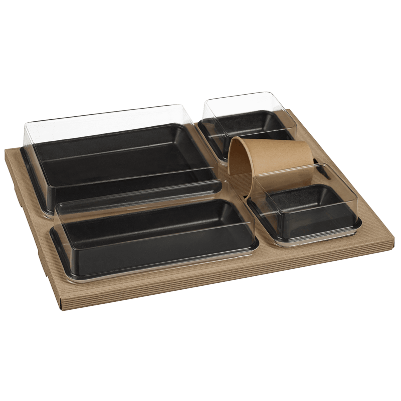 Kit plateau-repas Polaris vaisselle Kanopée noire laminée +  couvercle