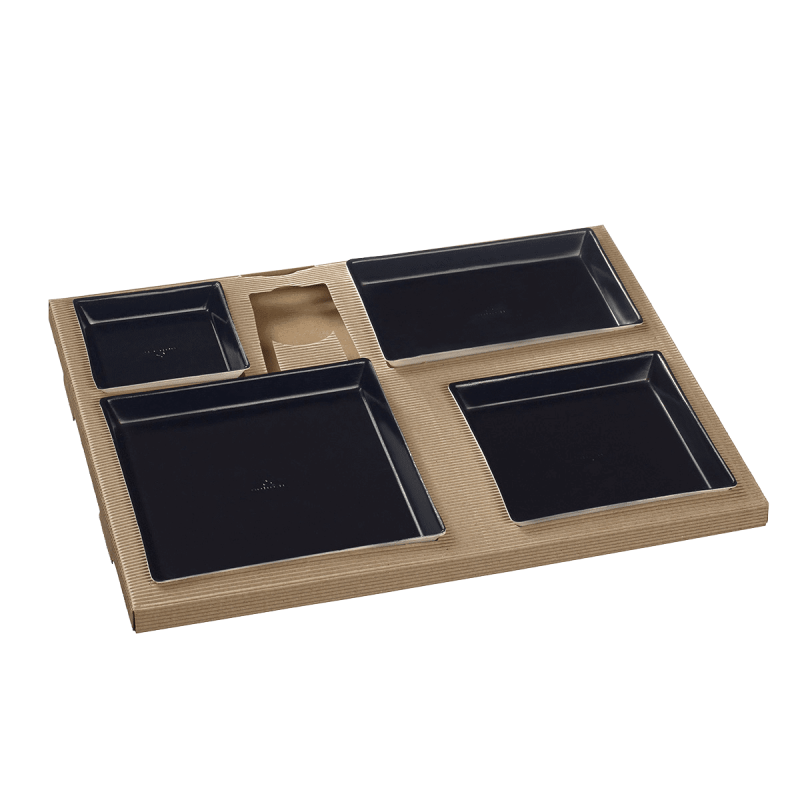 Kit plateau-repas Polaris vaisselle Quartz noire laminée + couvercle