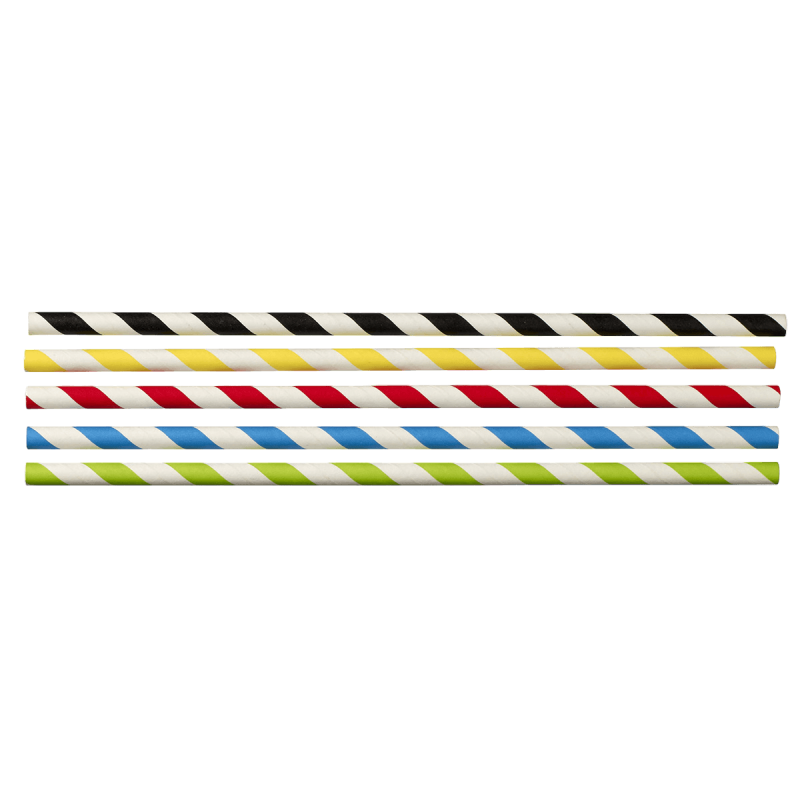 Paille rigide papier multicolore 200 mm
