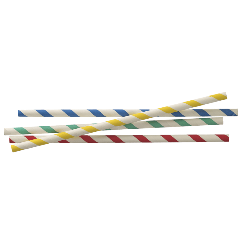 Paille rigide papier multicolore 230 mm
