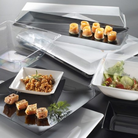 Plateau Fluid' rectangle PS noir 400x150 mm