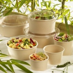 Saladier rond fibre de bambou + couvercle 750 ml