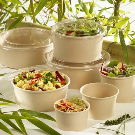 Saladier rond fibre de bambou + couvercle 750 ml