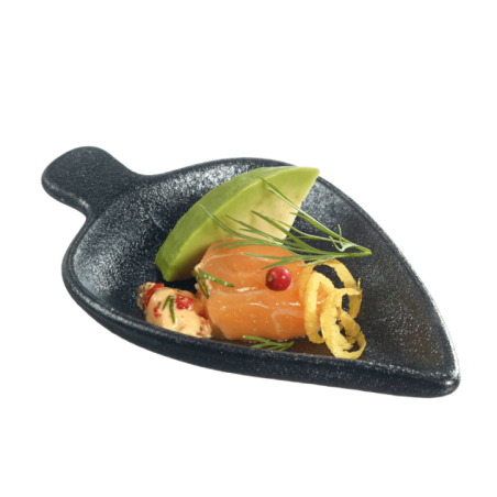 Verrine Feuille Sandy céramique noire 96x61x13 mm