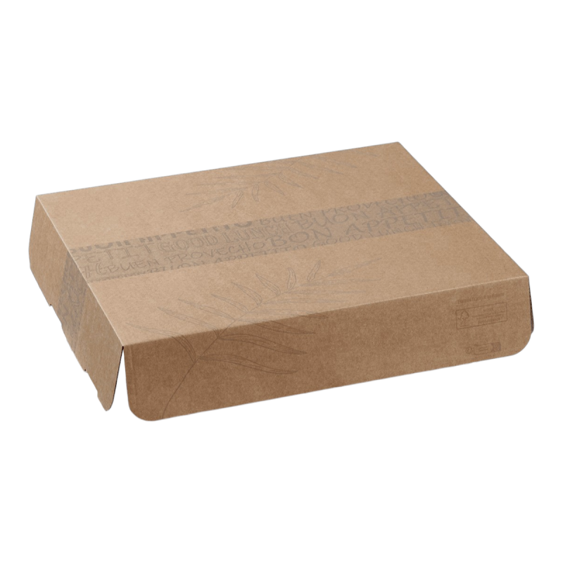 Couvercle pour plateau-repas Ecokraft décor feuille 366x395x30 mm