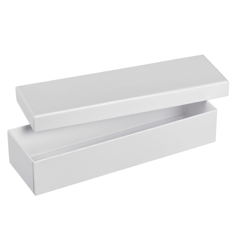 Coffret carton blanc (base + couvercle) 245x80x50 mm