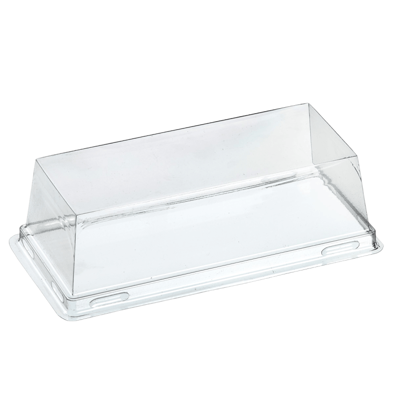 Couvercle RPET pour assiette Quartz pulpe de canne 110x60mm