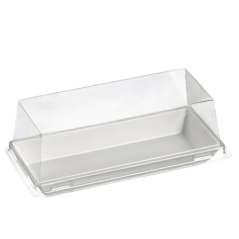 Couvercle RPET pour assiette Quartz pulpe de canne 110x60mm
