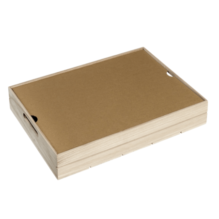 Couvercle carton pour plateau bois empilable 380x275x67 mm