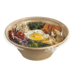 Saladier conique 1300 ml Ecokraft + couv. PET anti buée x25