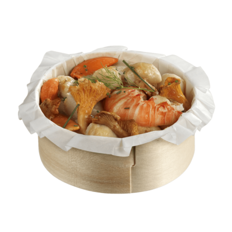 Cercle bois avec encoche + papier cuisson Ø130 H50 mm