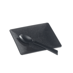 Assiette Fluid' PP noir texturé 110 x110 mm