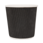 GOBELETS BOISSONS CHAUDES DOUBLE PAROI ONDULÉ 120 ML 230 + 250 + 18 PE G/M2 Ø6,2/4,5x6 CM NOIR CARTON (1000 UNITÉ)
