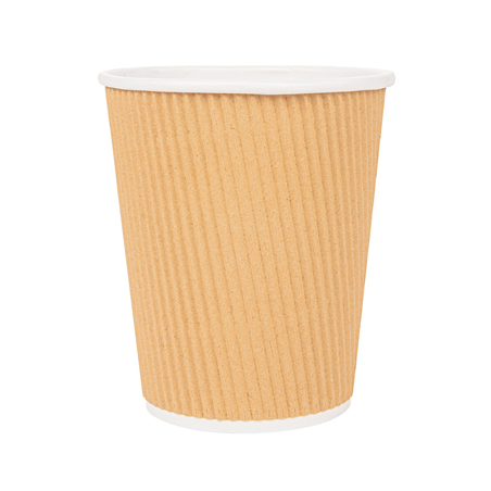 GOBELETS BOISSONS CHAUDES DOUBLE PAROI, ONDULÉ 240 ML 280 + 250 + 18 PE G/M2 Ø8/5,6x9,2 CM MARRON CARTON (1000 UNITÉ)
