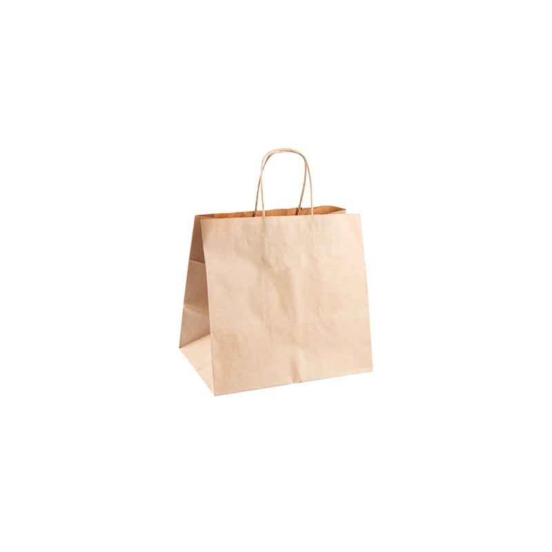 SACS SOS TRAITEUR AVEC ANSES  80 G/M2 26+17x24 CM NATUREL KRAFT (250 UNITÉ)