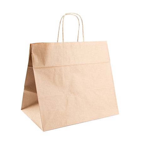 SACS SOS TRAITEUR AVEC ANSES  90 G/M2 32+21x28,5 CM NATUREL KRAFT (250 UNITÉ)