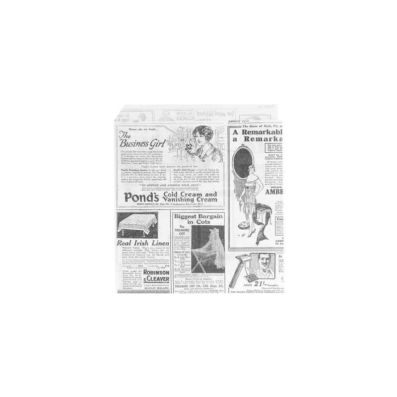 PAPIER INGRAISSABLES OUVERT 2 CÔTÉS FAST FOOD 'TIMES' 35 G/M2 13x14 CM BLANC PARCH.INGRAISSABLE (1000 UNITÉ)