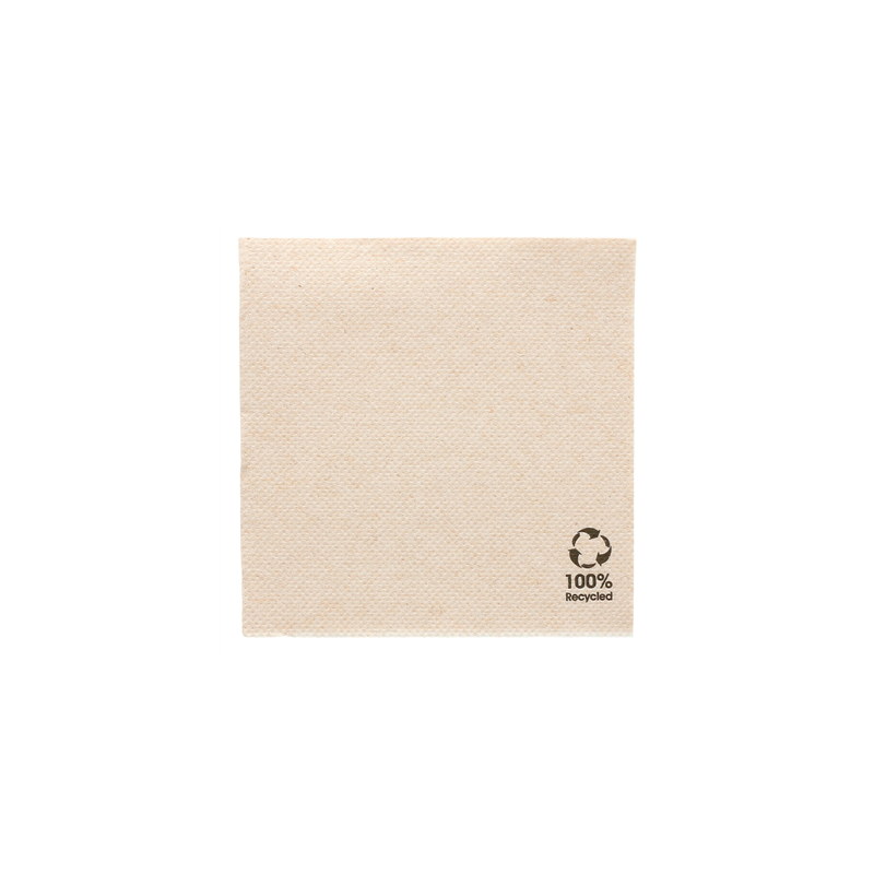SERVIETTES ECOLABEL 'DOUBLE POINT' 19 G/M2 20x20 CM NATUREL OUATE RECYCLÉE (2400 UNITÉ)