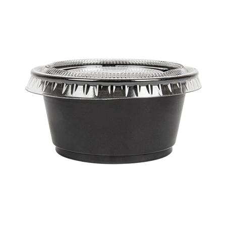 50 PETITS POTS + 50 COUVERCLES 60 ML Ø6,2x3,2 CM NOIR PP (24 UNITÉ)