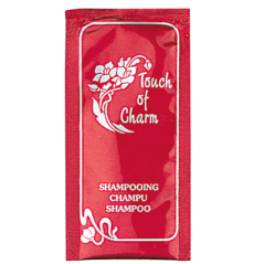 SACHETS SHAMPOOING 'TOUCH OF CHARM' 10 ML 10x5 CM BORDEAUX PET (1000 UNITÉ)