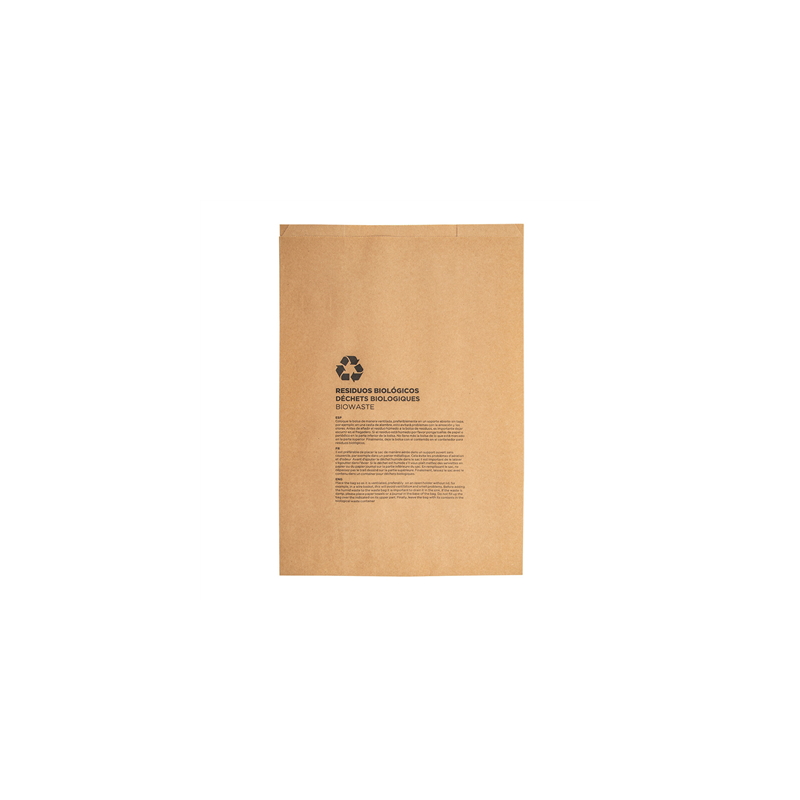 SACS COMPOSTABLES 8 L 70 G/M2 26+14x35 CM NATUREL KRAFT (500 UNITÉ)
