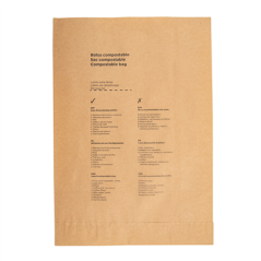 SACS COMPOSTABLES 8 L 70 G/M2 26+14x35 CM NATUREL KRAFT (500 UNITÉ)
