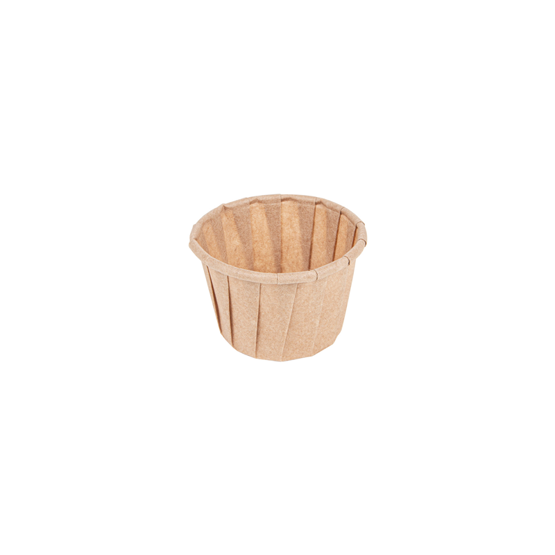POTS TRAITEUR PAPIER PLISSÉ PFAS FREE 30 ML (1 oz) 80 G/M2 Ø4,4/3,1x2,8 CM NATUREL PARCH.INGRAISSABLE (250 UNITÉ)