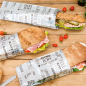 SACHETS POUR SANDWICHES 'PAROLE' 35+20 G/M2 12+4x26 CM ARGENTE PARCHEMIN + ALUMINIUM (500 UNITÉ)