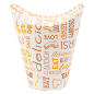 GOBELETS À FRITES AVEC FERMETURE 'PAROLE' 16 OZ - 480 ML 220 + 18PE G/M2 8,5x14 CM BLANC CARTON (50 UNITÉ)