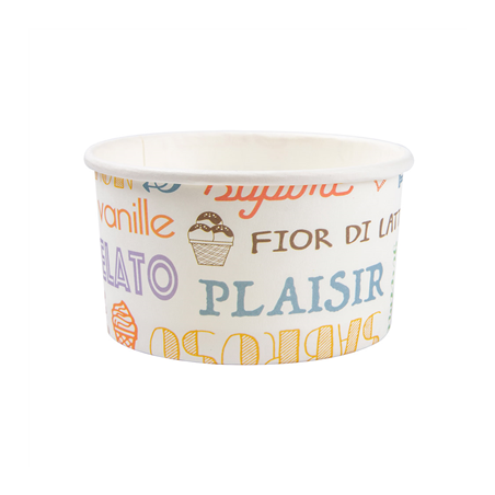 POTS À GLACES 'PAROLE' 90 ML 210 + 18 PE G/M2 Ø7,2x4 CM BLANC CARTON (2000 UNITÉ)