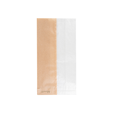SACHETS POUR SANDWICHES AVEC FENÊTRE ECO 'CORNER WINDOW' 40 G/M2 14+8x26 CM NATUREL PARCH.INGRAISSABLE (250 UNITÉ)