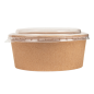 COMBO SALADIERS + COUVERCLES PET 750 ML - 25 oz 300 + 18 PE G/M2 Ø15/12,8x6 CM NATUREL KRAFT (200 UNITÉ)