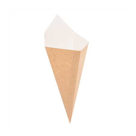 CORNETS FRITES 'THEPACK' 100 G 220 G/M2 12,8x21,7 CM NATUREL CARTON ONDULÉ NANO-MICRO (1600 UNITÉ)