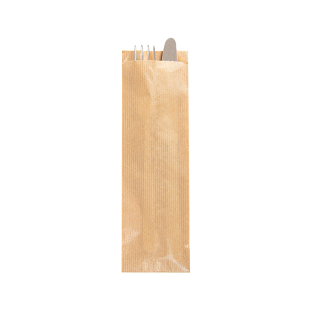 ÉTUIS POUR COUVERTS  32 G/M2 7+4x22 CM NATUREL KRAFT (500 UNITÉ)