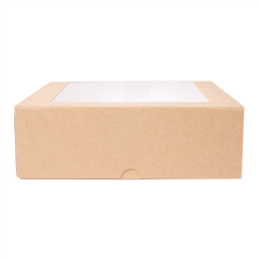 BOÎTES PÂTISSERIES AVEC FENÊTRE 'THEPACK' 240 G/M2 + OPP 23x23x7,5 CM NATUREL CARTON ONDULÉ NANO-MICRO (200 UNITÉ)