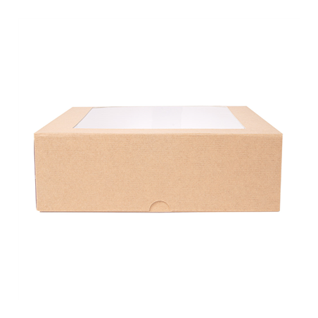 BOÎTES PÂTISSERIES AVEC FENÊTRE 'THEPACK' 240 G/M2 + OPP 23x23x7,5 CM NATUREL CARTON ONDULÉ NANO-MICRO (200 UNITÉ)