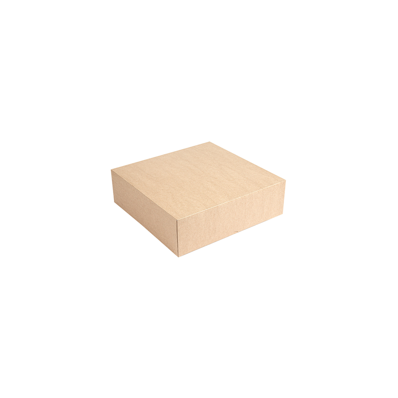 BOÎTES PATISSERIES SANS FENÊTRE 'THEPACK' 240 G/M2 26x26x8 CM NATUREL CARTON ONDULÉ NANO-MICRO (100 UNITÉ)