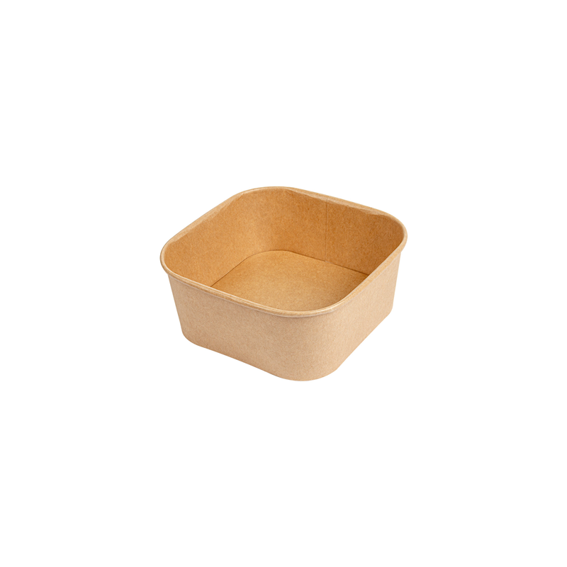 RÉCIPIENTS CARRÉS 1230 ML 320 + 26 PE G/M2 16,7x16,7x6,6 CM NATUREL KRAFT (300 UNITÉ)