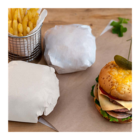 PAPIER INGRAISSABLES FAST FOOD - FLUOR FREE  40 G/M2 28x34 CM BLANC PARCH.INGRAISSABLE (1000 UNITÉ)